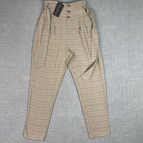BB Dakota Steve Madden Inspector Gadget High Waist Paper Bag Plaid Pants Size 6 - Picture 1 of 11
